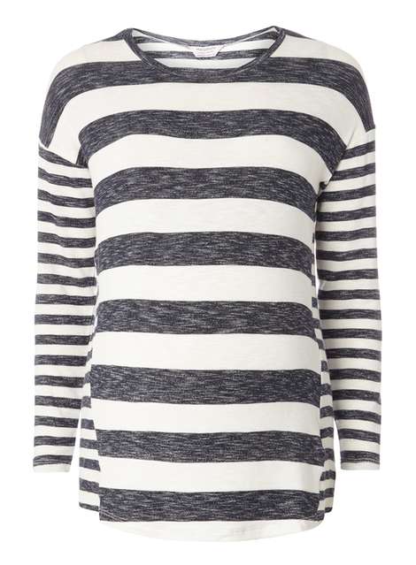 **Maternity Navy And Ivory Stripe Jumper